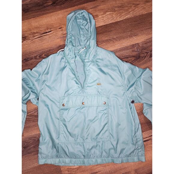 Vintage Lacoste Pullover Windbreaker Jacket Teal Green Half-Zip Hooded Men’s L - Picture 11 of 15